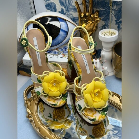 🆕 GIANNI BINI 🧿 NWOB Brook Floral Print Block Heel Platform Sandals, Sz US 6 - Picture 4 of 13